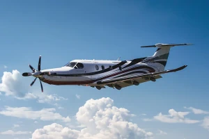 St Barth Executive Pilatus PC-12 aircraft operating a scheduled flight
